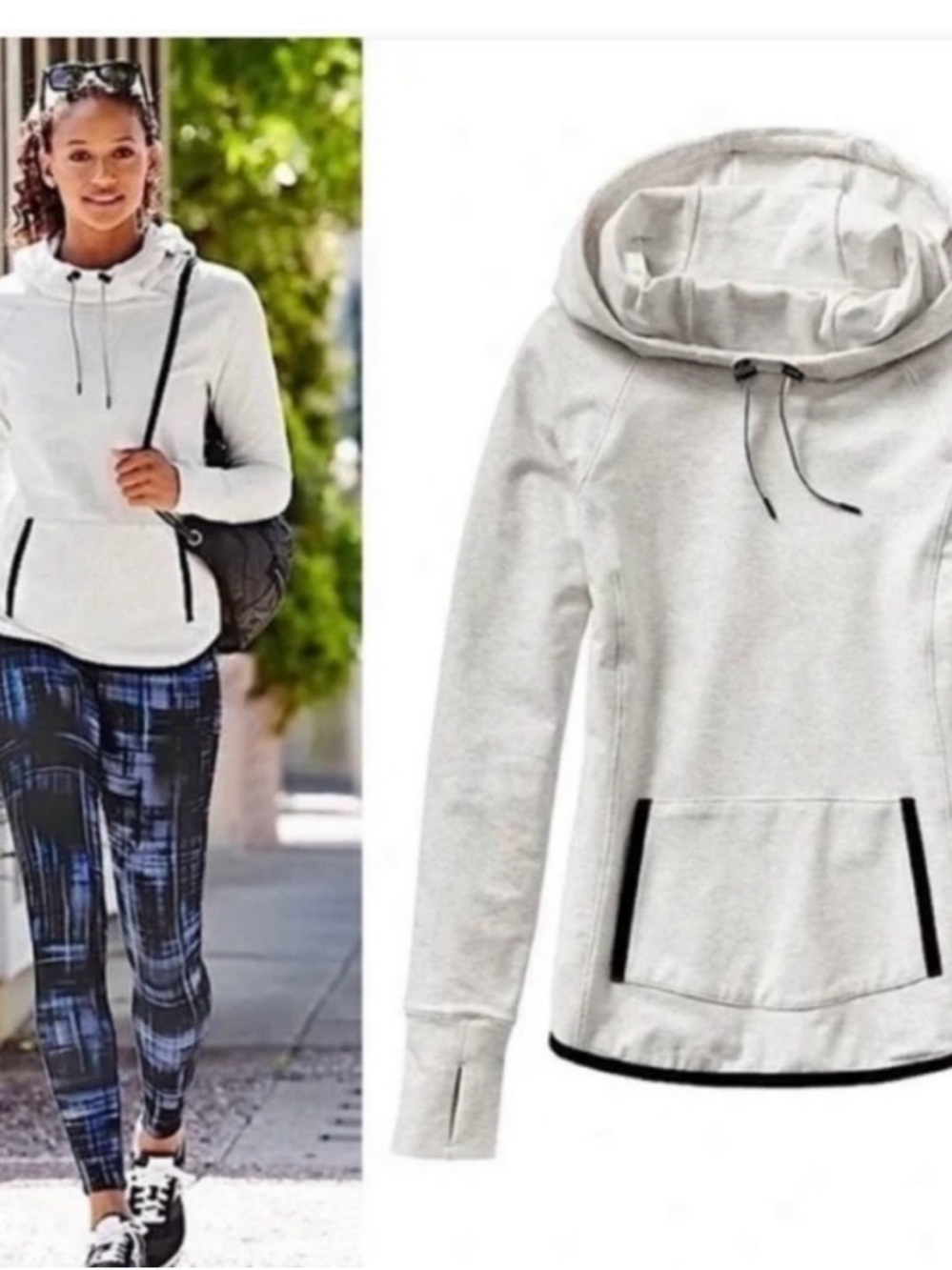 lululemon athletica Light Gray Pullover Hoodie with Black Trim